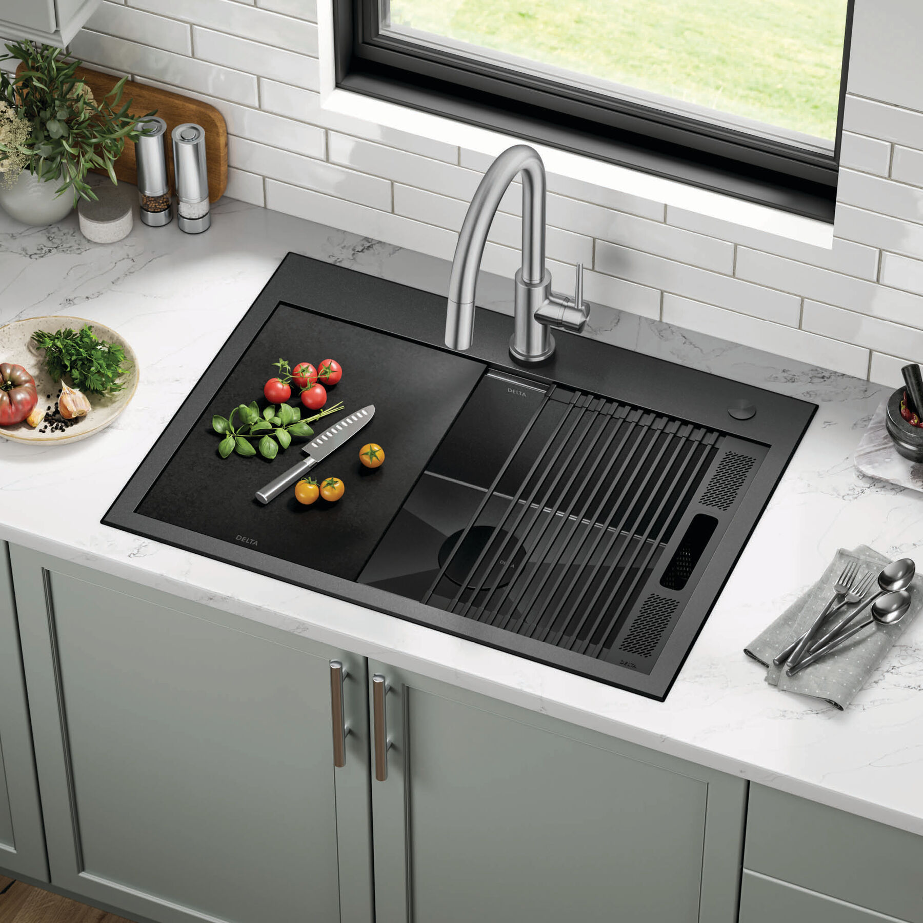 30&rdquo; Drop-In Top Mount&nbsp;16 Gauge Workstation Kitchen Sink Single Bowl&nbsp;with WorkFlow&trade; Ledge and Accessories